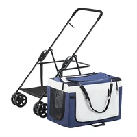 pet stroller newborn stroller breathable large capacity 4 wheel shock absorbing folding dog transporter outdoor travel vehicle