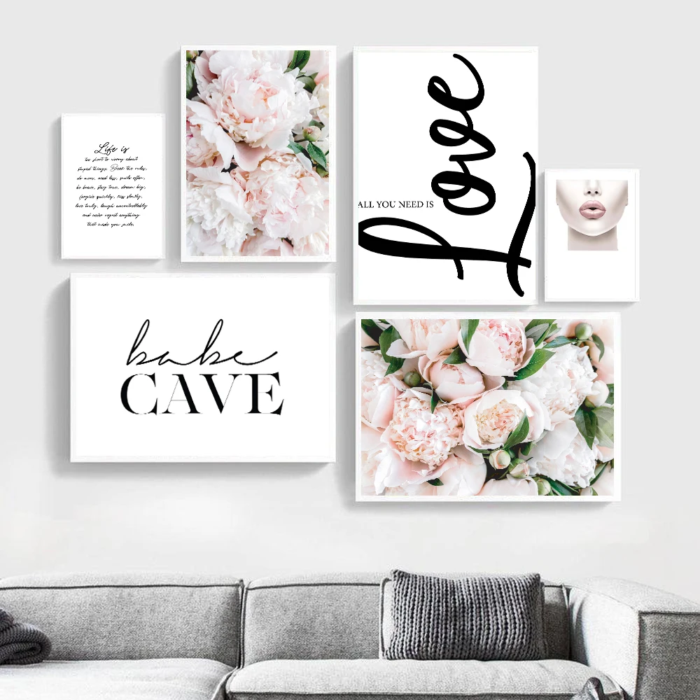 Модная Настенная картина в скандинавском стиле цветок пион жизнь любовь