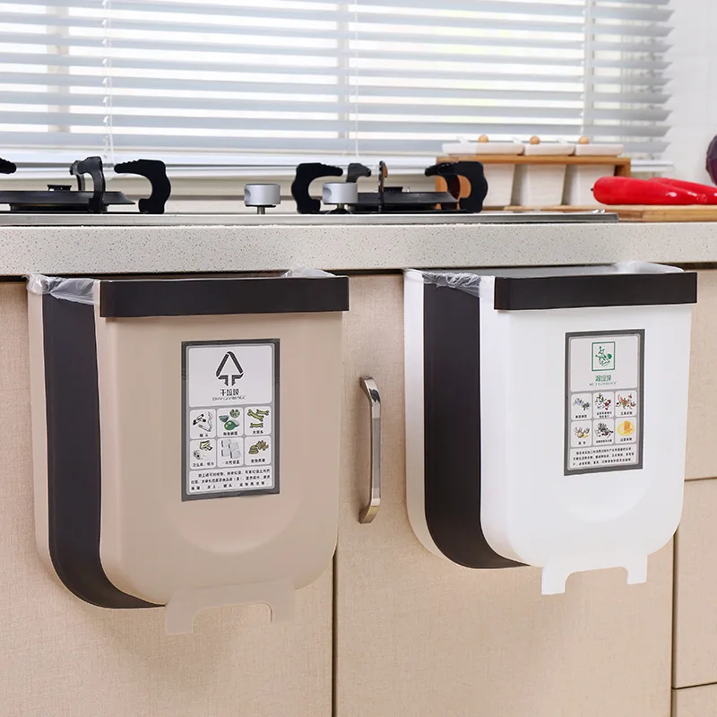 

Wall Waste Bins Mounted Folding Waste Bins Kitchen Cabinet Door Hanging Trash Bin Garbage Car Trash Household Cleaning Tools