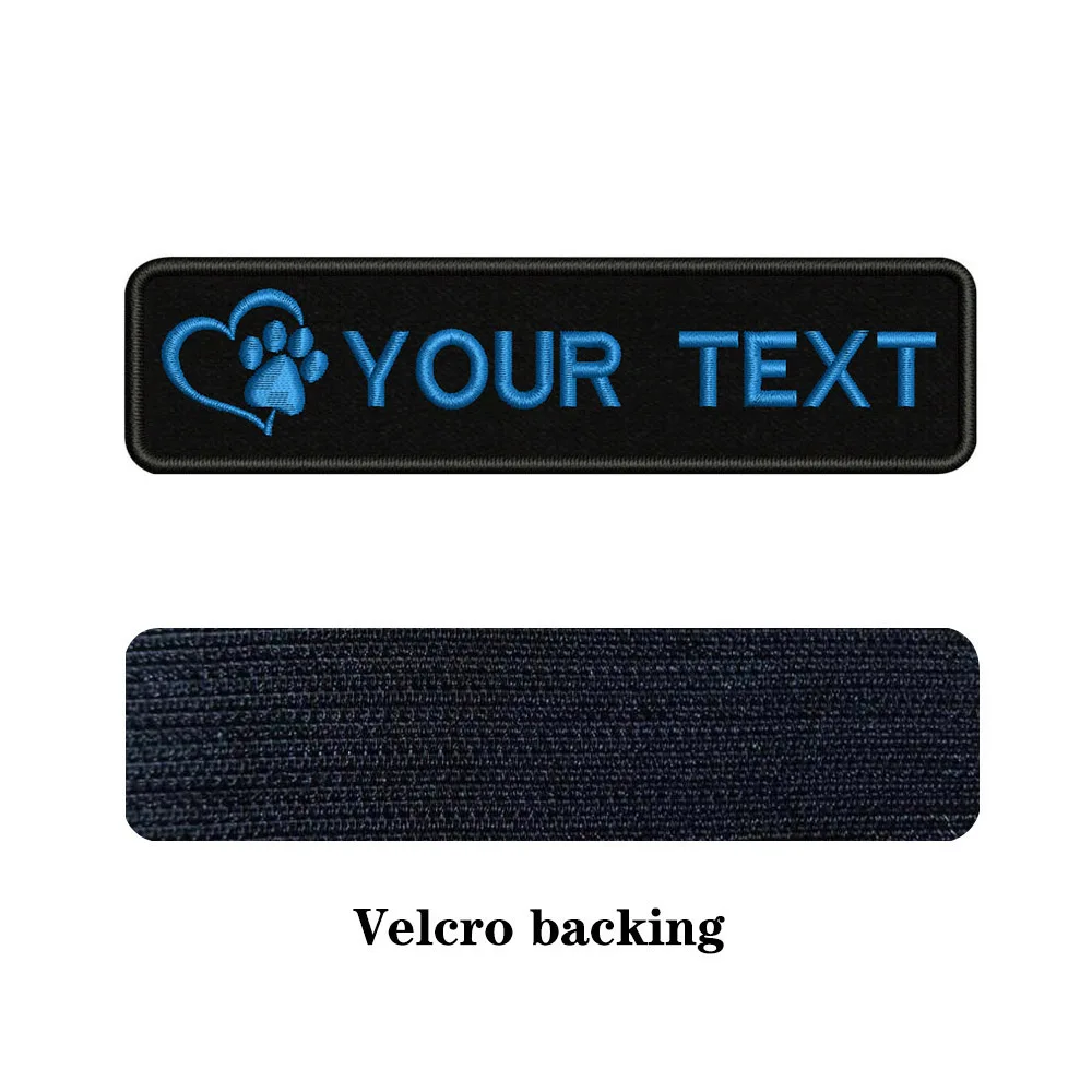 blue-Velcro Вышивка на заказ собака отпечаток имя заплатка с текстом 10 см* 2,5 см значок Утюг на или липучке Подложка для одежды брюки рюкзак шляпа - Цвет: blue-Velcro