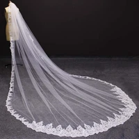 real photos long lace wedding veil with bling sequins 4 meters bridal veil with comb one layer bride veil wedding accessories