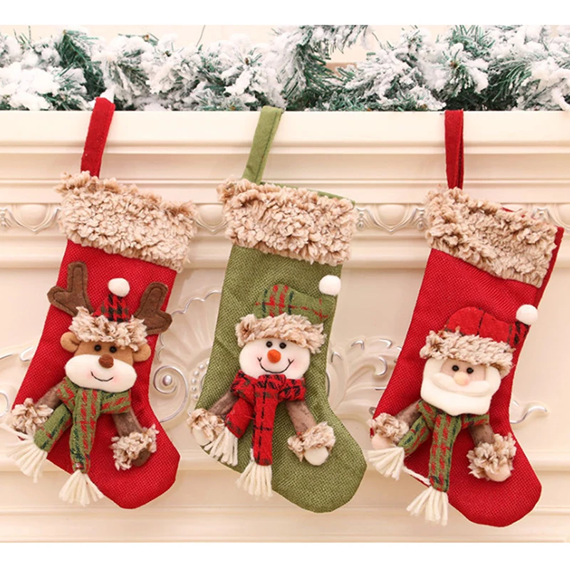 

Large Christmas Gift Bags Fireplace Decoration Socks New Years Candy Holder Home Decors New Useful Hot Sale