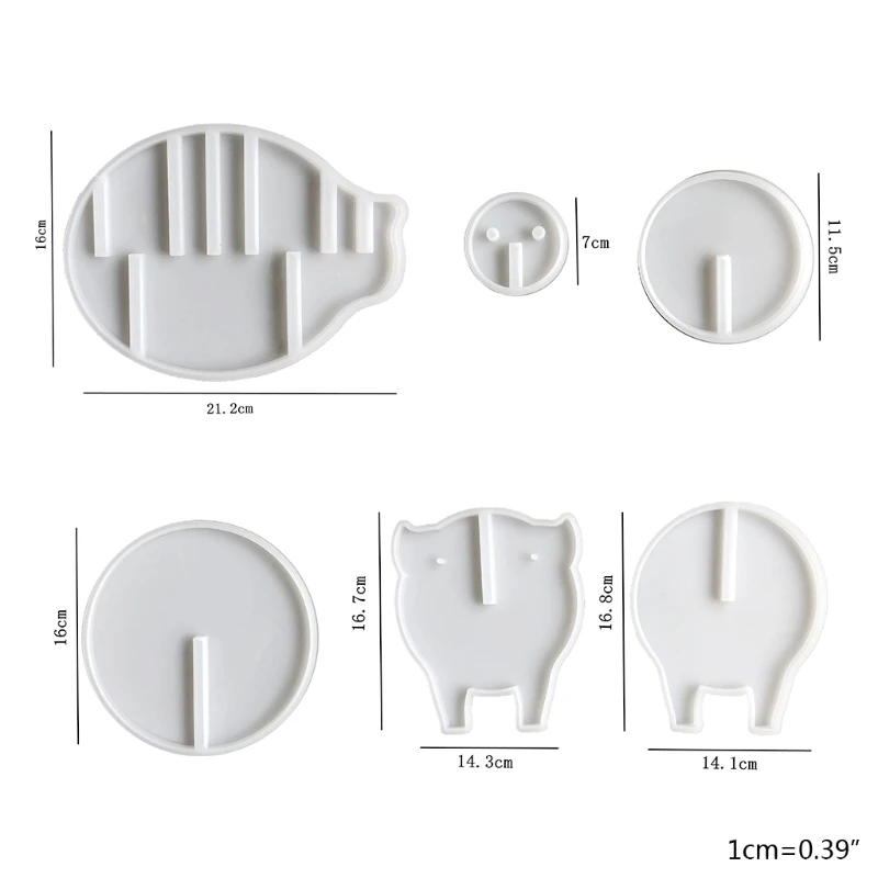 

6 Pcs Piggy Coaster Epoxy Resin Mold Cute Pig Cup Mat Mug Pad Silicone Mould DIY Crafts Ornaments Home Decorations Casting Tools