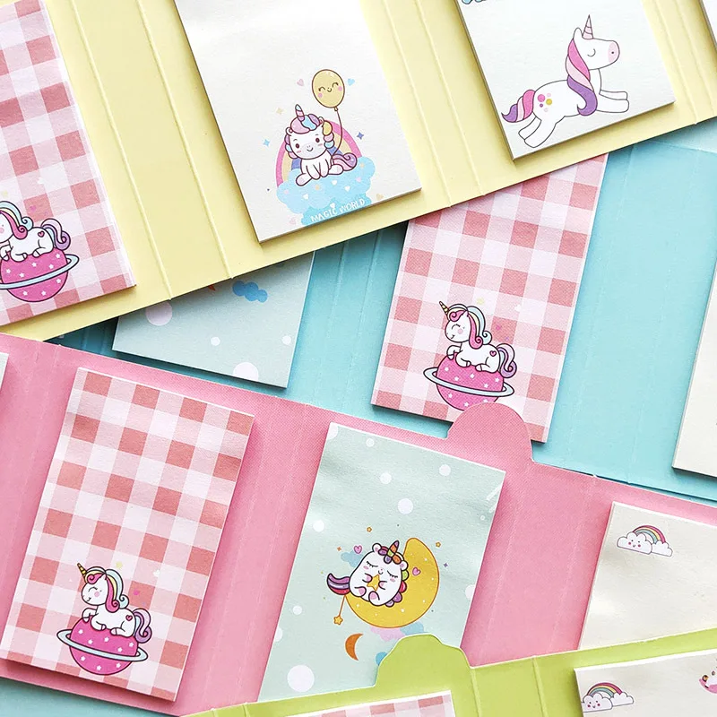 Милый Единорог для вечеринки 6 складных блокнотов записей стикеры подарков| |