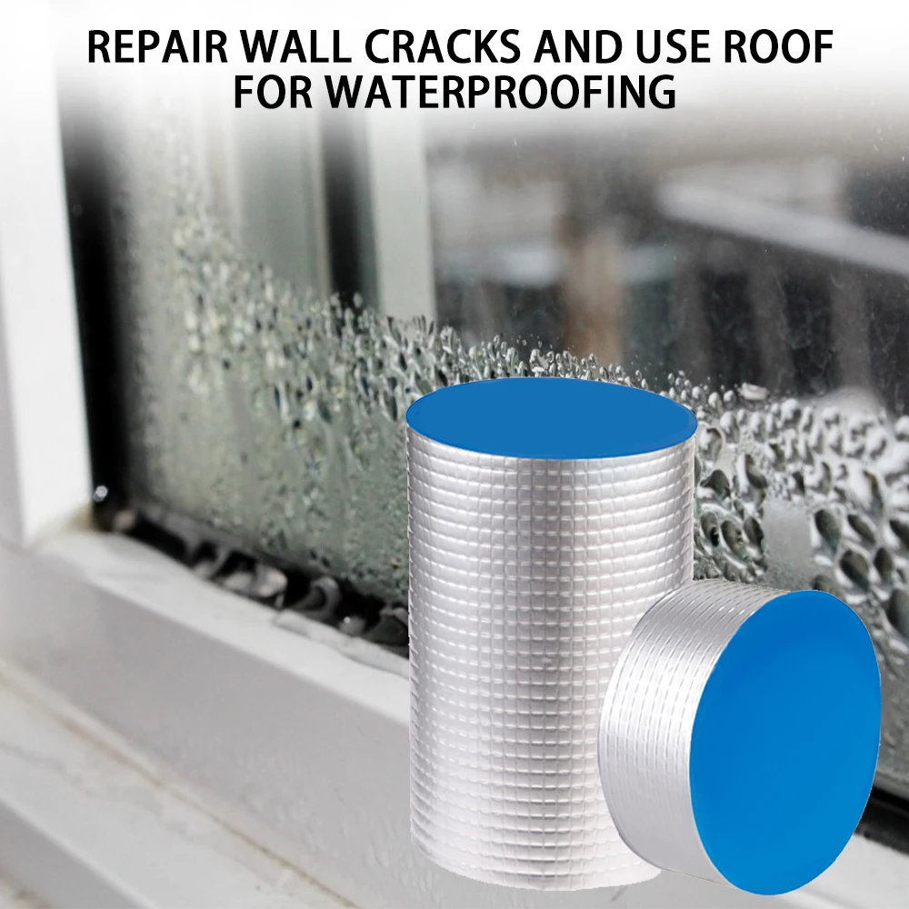 

5cmx2/3/5m Aluminum Foil Butyl Rubber Tape Stop Leakage Rod Waterproof Repair Nano Tape Self Adhesive Roof Hose Repair Sealers