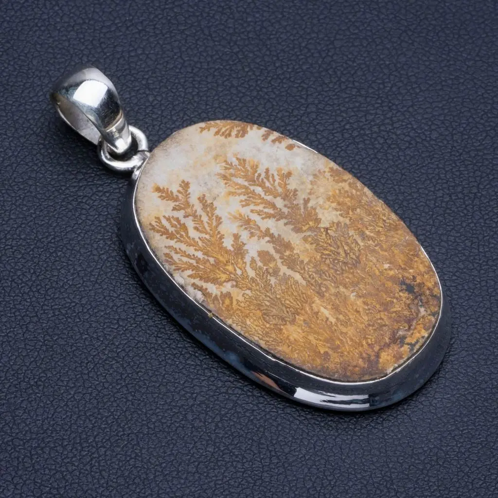 Подвеска из серебра 925 пробы в немецком стиле с подвеской Psilomelane Dendrite R0265|Подвески|