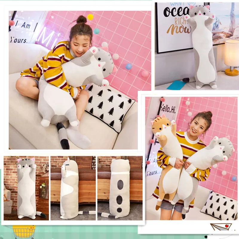 

50-130cm Cute Long Cat Pillow Hugs Plush Toys Soft Animals Pillow Doll Office Nap Bed Sleep Home Decor for Girl Birthday Gifts