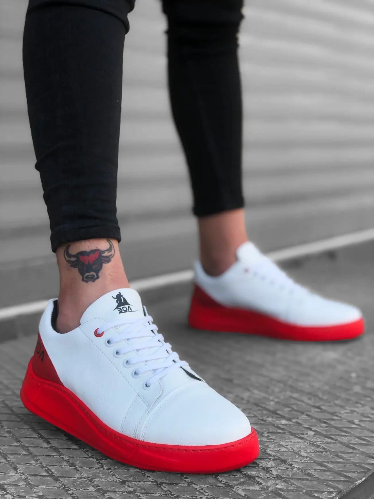 

Мужские модные удобные повседневные ботинки BveA Store ER0171 на шнуровке, с высокой подошвой, белого, красного цвета, весна-лето-зима