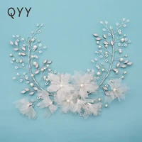 qyy elegant romantic pearl flowers bridal headband tiara crown hairband garland headpiece wedding hair accessories jewelry