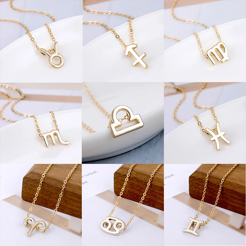 DAXI зодиакальное Ожерелье Подвеска на золотой цепочка шею бижутерия для женщин