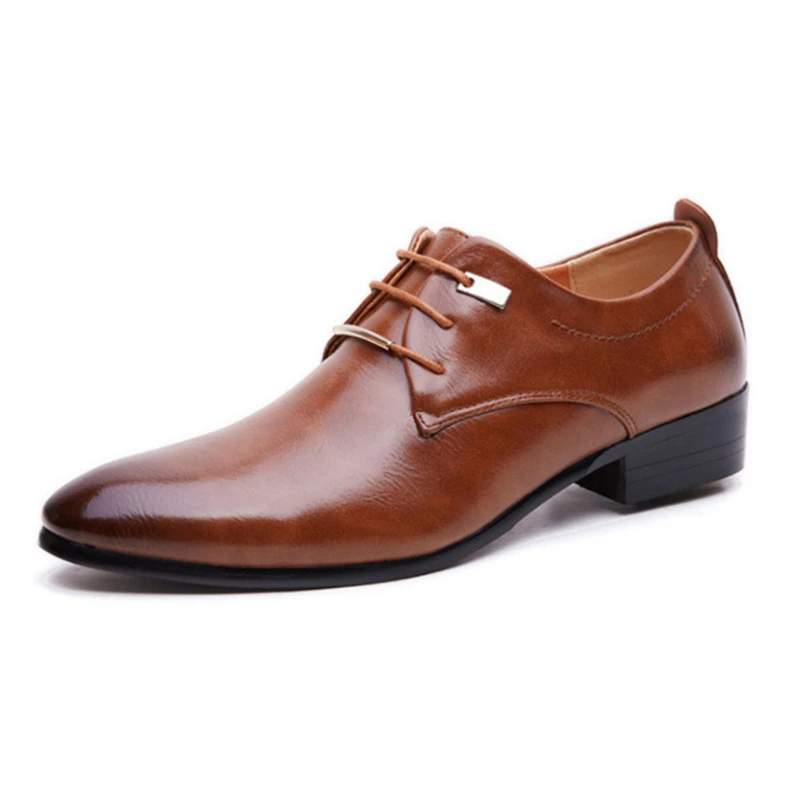 

Men Leather Shoes Man Business Dress Classic Style Flats Brown Black Lace Up Pointed Toe Shoe For Men Oxford Shoes
