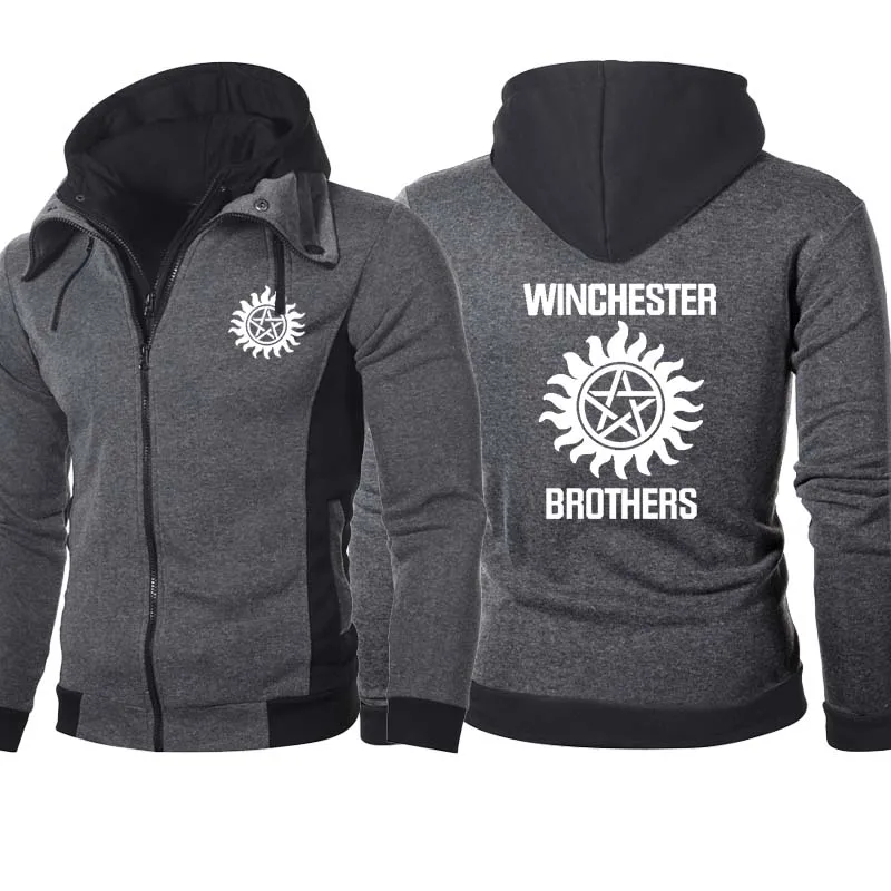 

Мужская куртка на молнии братья-Винчестеры с принтом Повседневная Высококачественная хлопковая демисезонная Мужская куртка с капюшоном