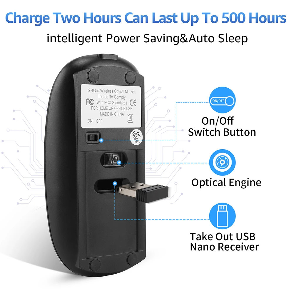 

SeenDa Type-C Wireless Mouse Rechargeable 2.4G USB Wireless Metal Mouse Slim Silent Type C Mice for Macbook Laptop Notebook