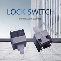 10pcs push button press tact switch bring lock key self locking six foot 6 pins directly insert black