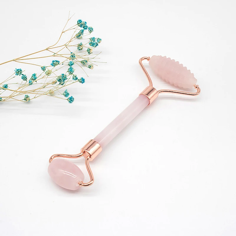 Массажный ролик для лица с двойными головками Нефритовый подтяжка расслабление