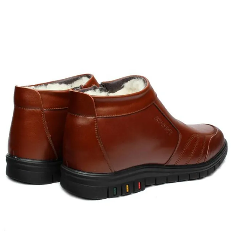 Новинка года; удобные теплые зимние ботинки; Мужская обувь; нескользящие повседневные кроссовки на плоской подошве; шерстяные ботинки из натуральной кожи; мужские ботинки; теплые зимние ботинки