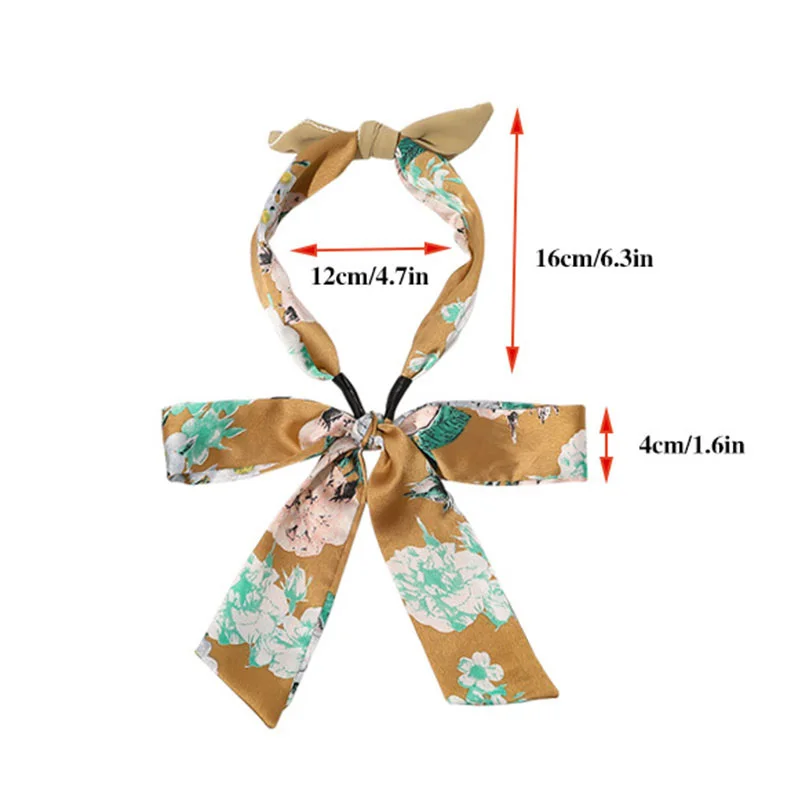 Повязка на голову атласная с цветочным принтом длинная плетеная лента большим