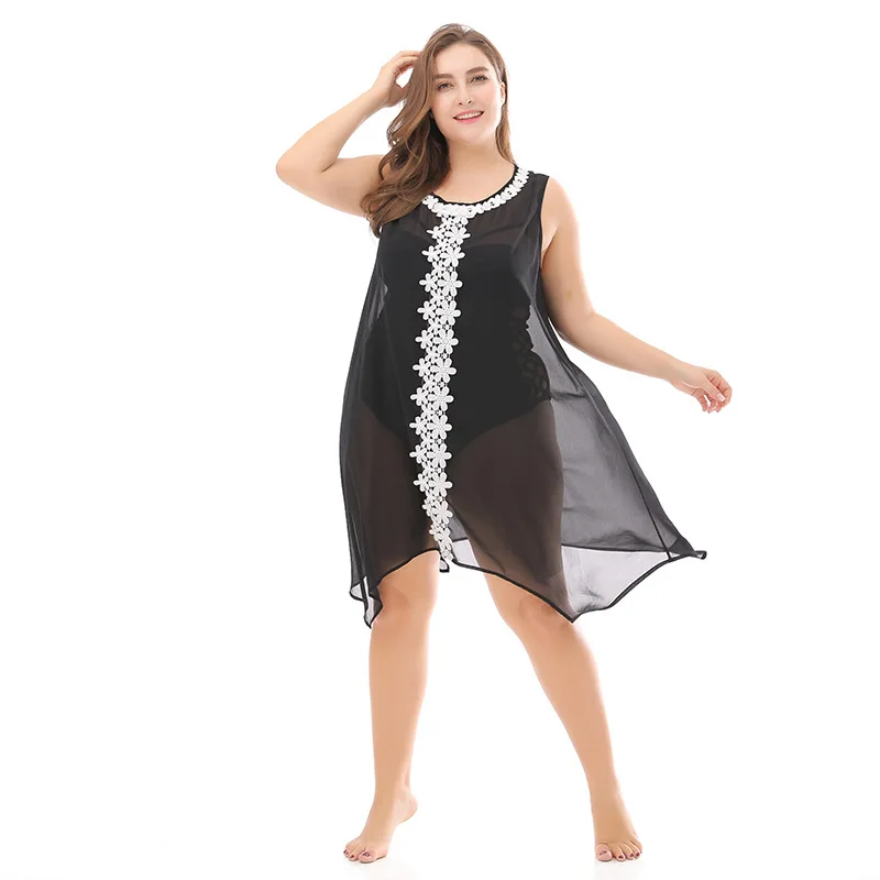 Новое летнее мини платье размера плюс для женщин свободное повседневное Черное