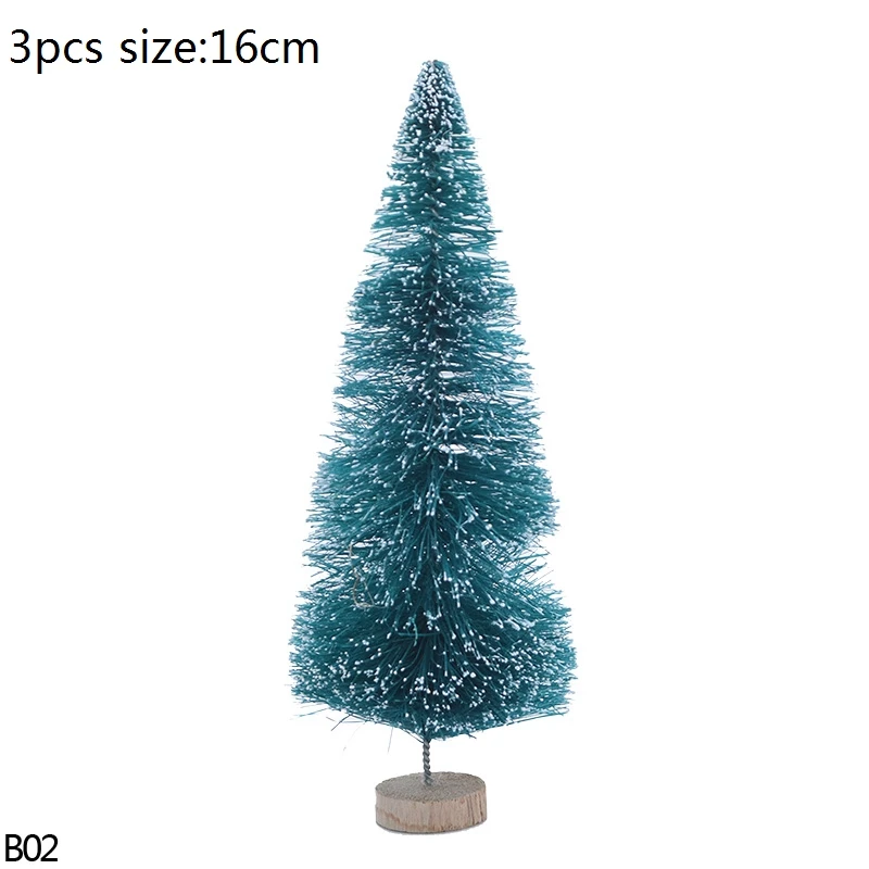 B02-16cm-3pcs Разноцветная белая зеленая искусственная мини-елка для детей DIY Деревянная Рождественская миниатюрная Рождественская елка настольное украшение сосны - Цвет: B02-16cm-3pcs