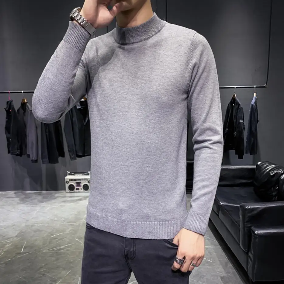 2019 осенне-зимний Однотонный мужской свитер мужские водолазки свитера модные