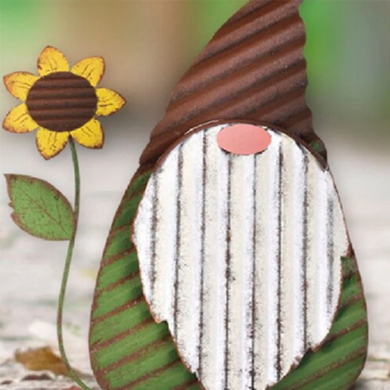 

Elegant Garden Design Gnome Faceless Doll Tomte Elf with Flower Leaf Metal Silhouette Lawn Yard Art Decor