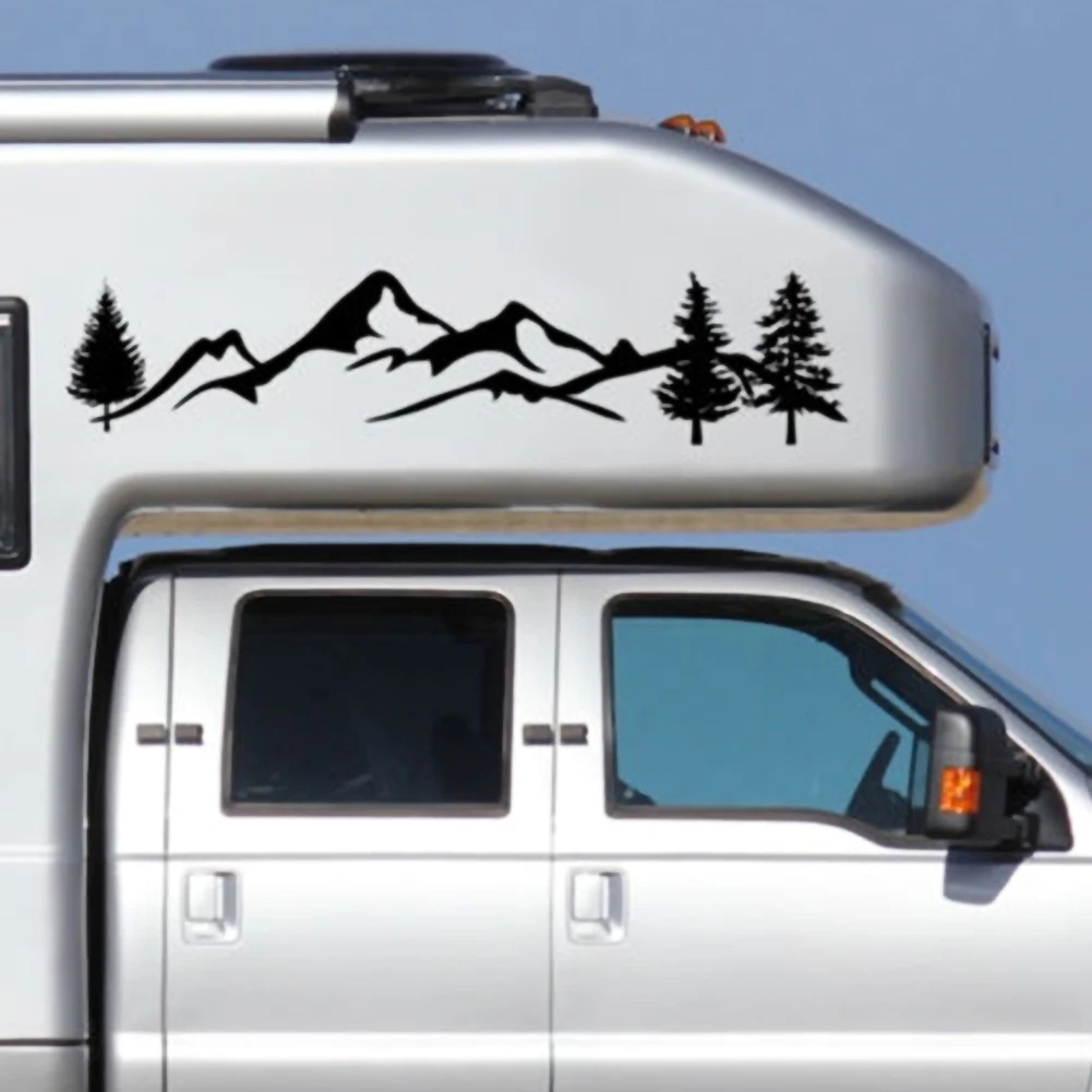 

2Pcs Mountain Decal Tree Forest Vinyl Graphic Sticker Auto Decor Decals For Camper SUV RV Offroad Trailer Truck Car Styling