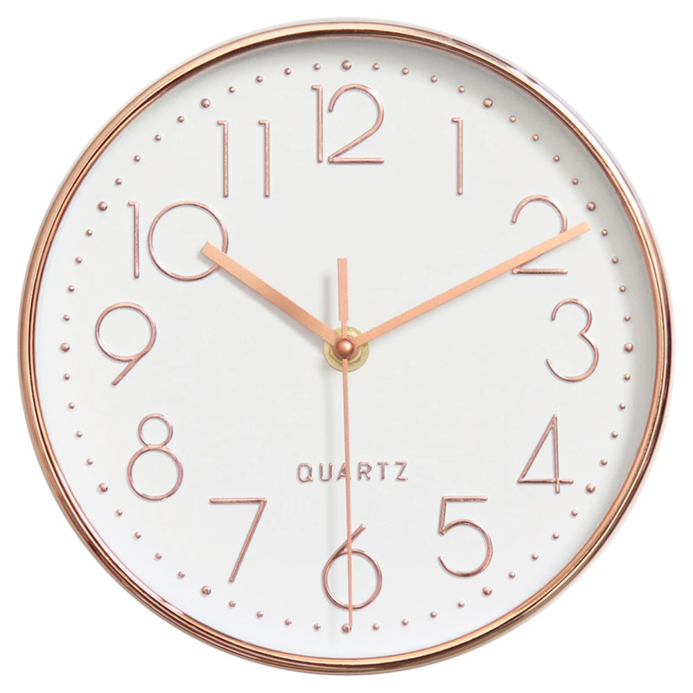 Кварцевые настенные часы тихие цифровые украшения из розового золота 10 дюймов в