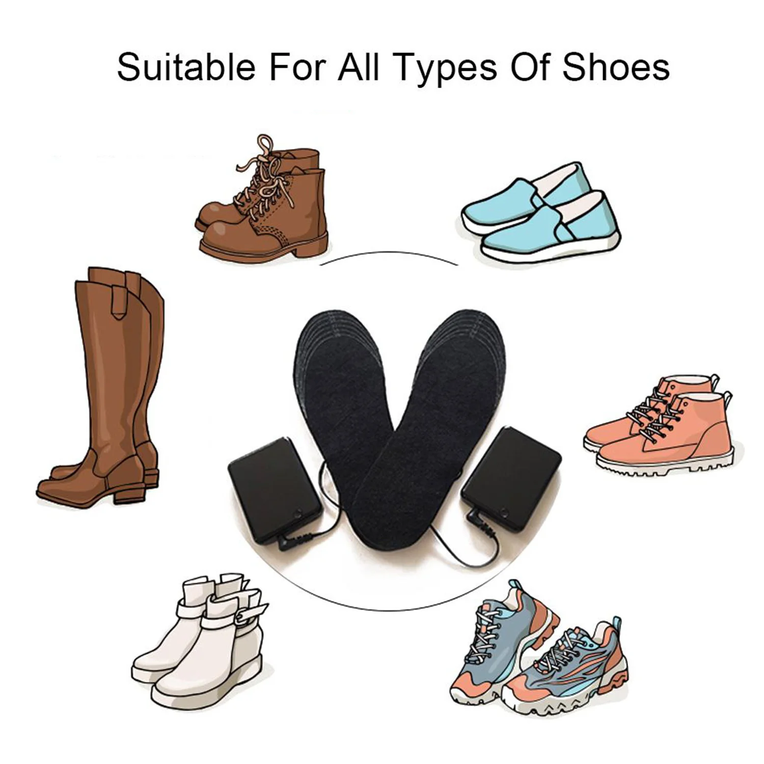 USB стельки для обуви с подогревом электрическая грелка ног теплые носочки зимние