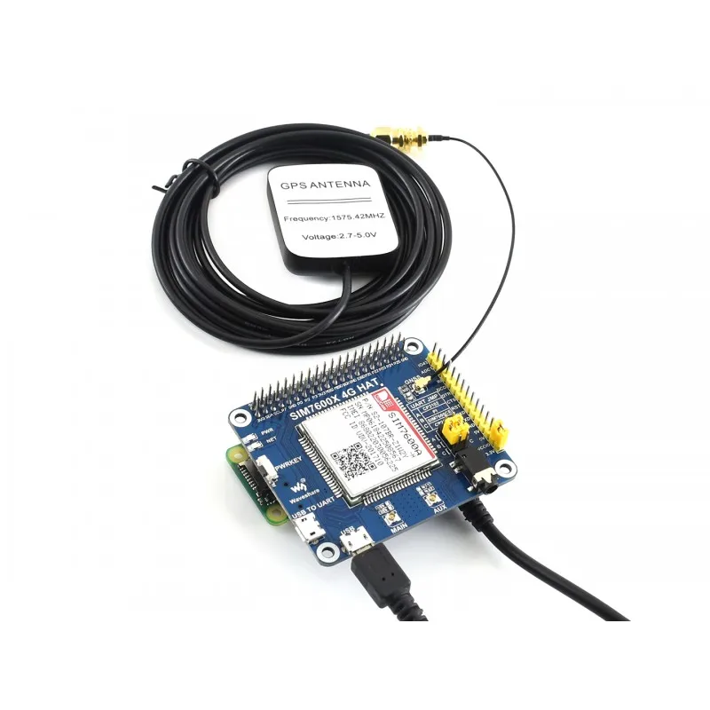 SIM7600A-H 4G 3G GNSS HAT for Raspberry Pi 4B 3B+ 3B Zero W, LTE CAT4 LTE-FDD B2/B4/B12 for North America