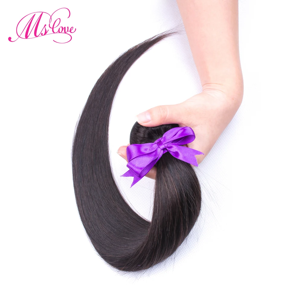 Human Hair Bundles With Closure Straight Hair 3 Bundles With Closure Brazilian Hair Weave Bundles 24 26 28 Inch Hair Ms Love