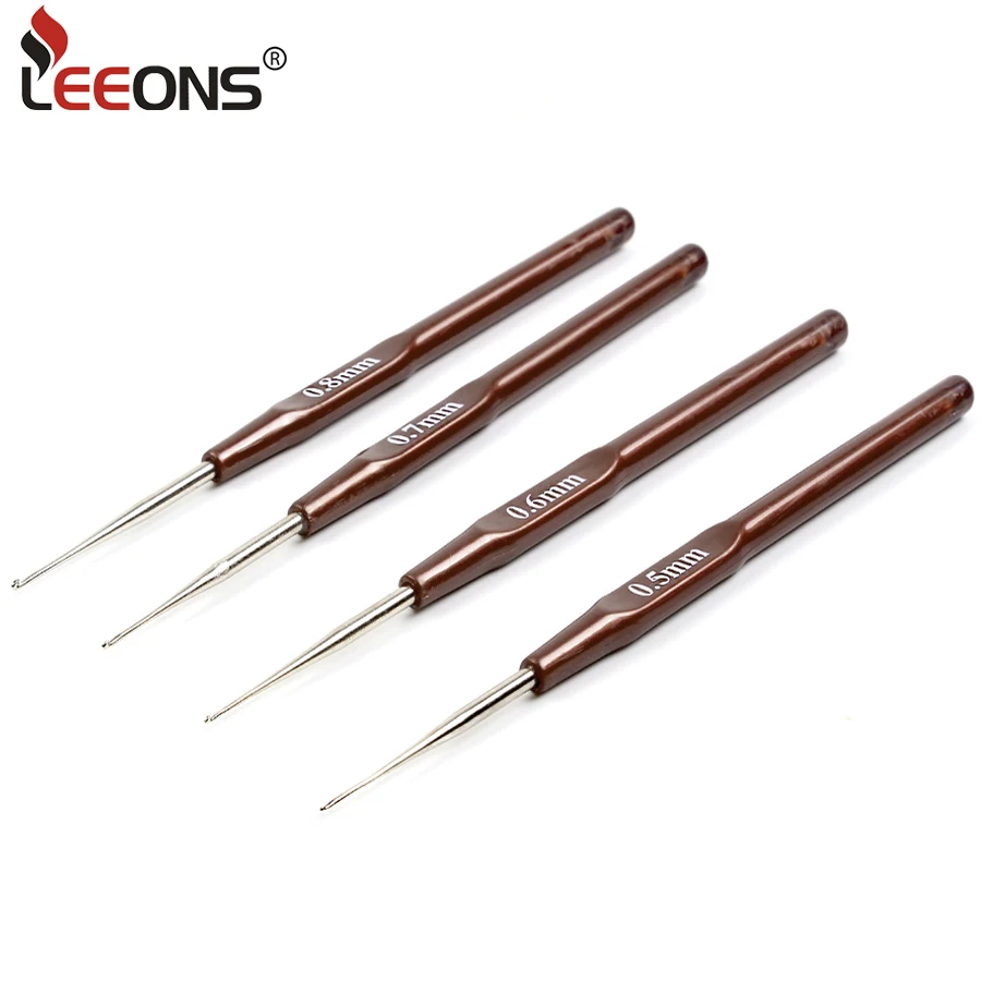 Leeons застежка-крючок иглы 0 5 мм 6 7 8 Игла для вязания крючком микро крюк парик