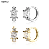 andywen 925 sterling silver gold 8 5mm square huggies hoops earring huggies 2021 women wedding classic jewelry round jewels