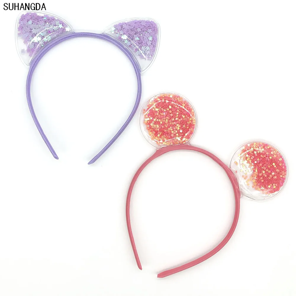 New Girls Cute Colorful Sequin Cat Ears Headbands Children Sweet Cat Ears Hair Band Kids Hair Accessories Scrunchie Christmas