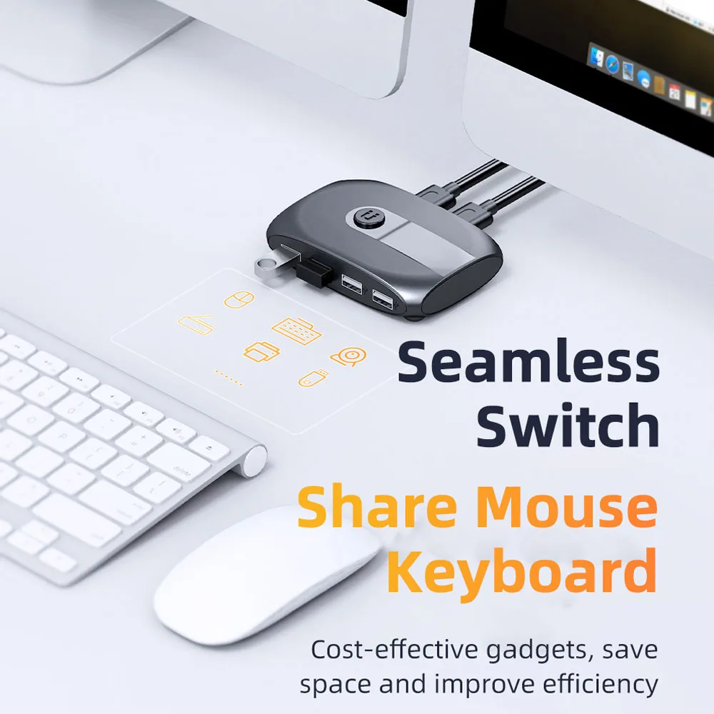 

Black 2 Ports USB Switch with Extender USB 2.0 X4 Keyboard Mouse Printer U Disk For 2 PCs Computers Laptops USB Switch Box