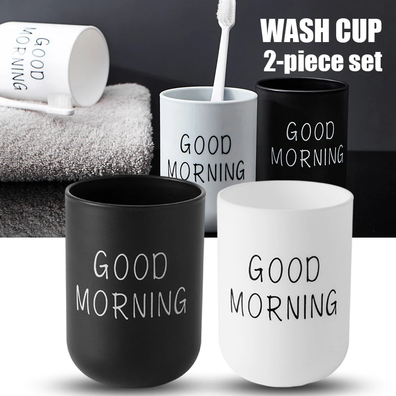 

Горячая Распродажа 2 шт. чашки для чистки зубов с буквенным принтом без ручки, бытовой стильный держатель для зубной щетки из полипропилена ...