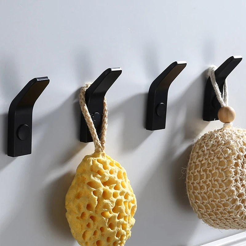 

5Pcs Space Aluminum Robe Hooks Wall Hang Mounted Towel Hook Black Painted Clothes Hook Bathroom Hardware