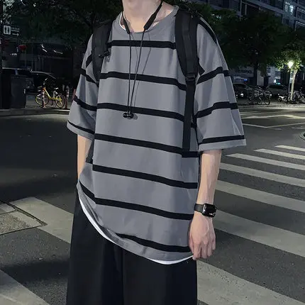 

Men's short sleeve t-shirt summer trend handsome casual half sleeve 6935