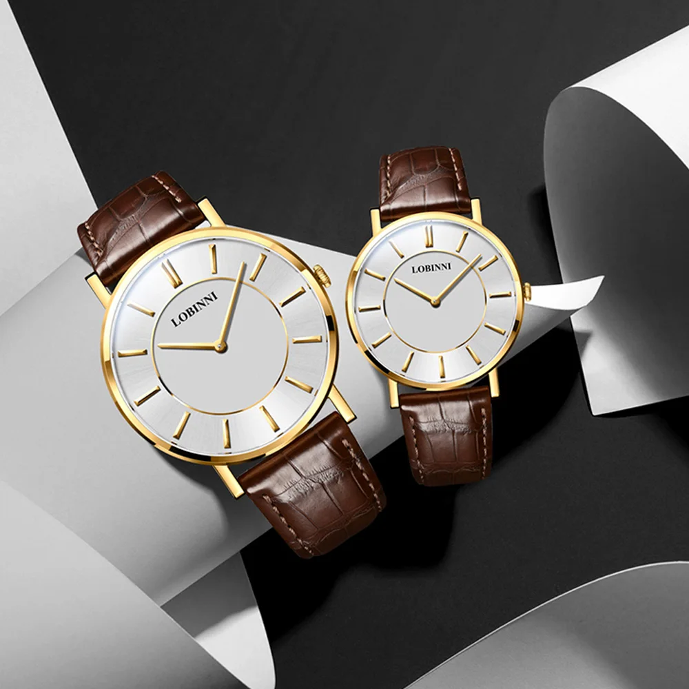 LOBINNI Switzerland Роскошные Брендовые часы для влюбленных из кожи модные наручные с