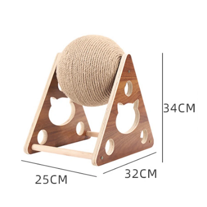 

Pet Interactive Play Toy Scratching Tool Cat Chew Toy Sisal Rope Ball Assembly Wood Shelf Trainning Device
