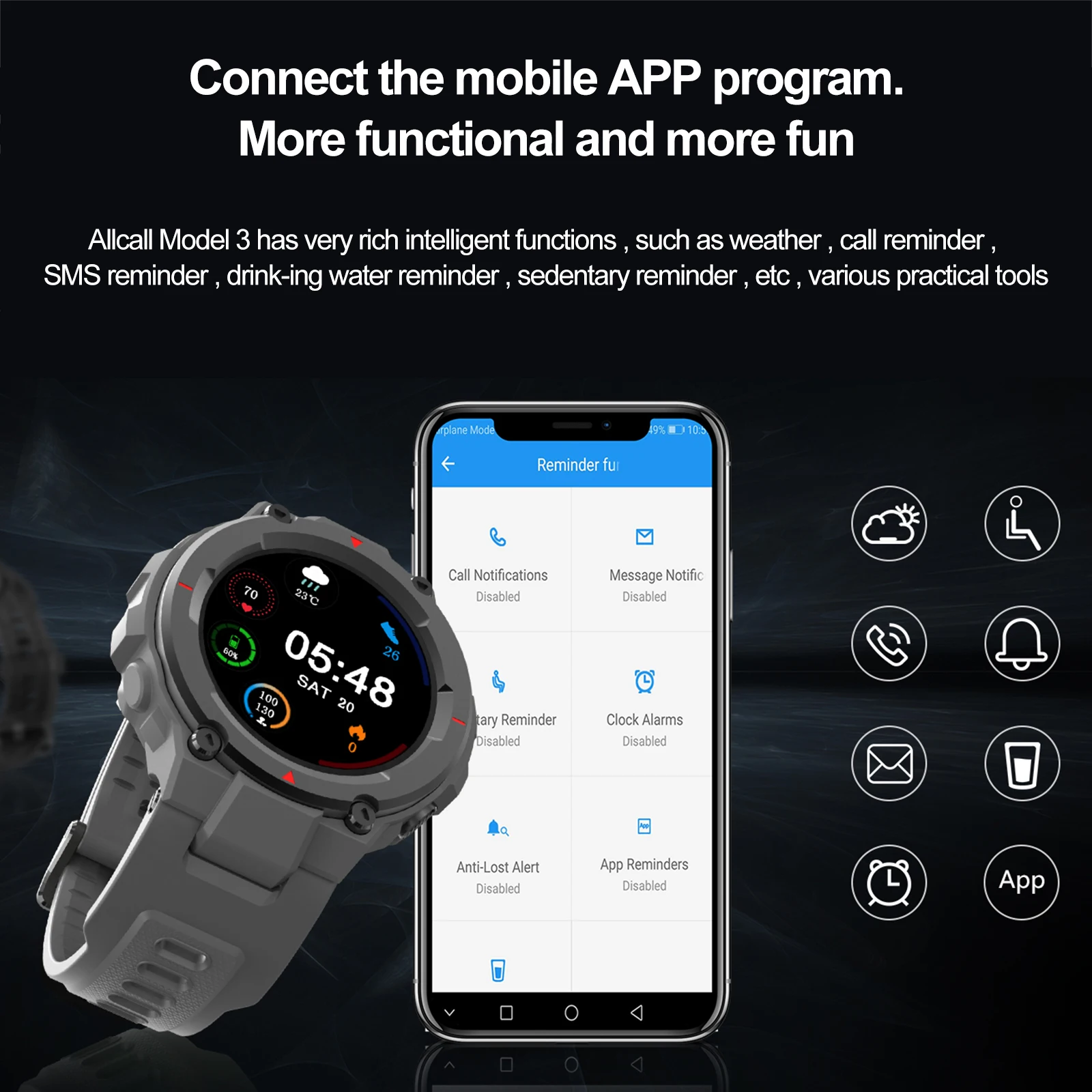 Смарт часы ALLCALL Model 3 1 28 дюйма TFT экран BT5.0 фитнес трекер IP67 водонепроницаемые с