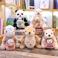 plush toy panda bear hedgehog pangolin doll 25cm simulation animal mother and child series pillow sofa decor gift for girls kids