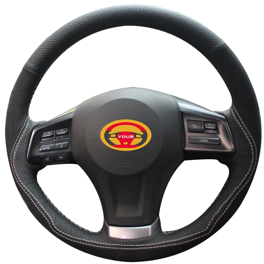 

Black Natural Leather Black Suede Car Steering Wheel Cover for Subaru Forester 2013-2015 Legacy 2013-2014 Outback 2013-2014