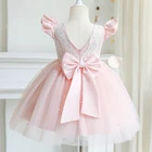 Детское кружевное платье с бантом, на возраст 12 месяцев