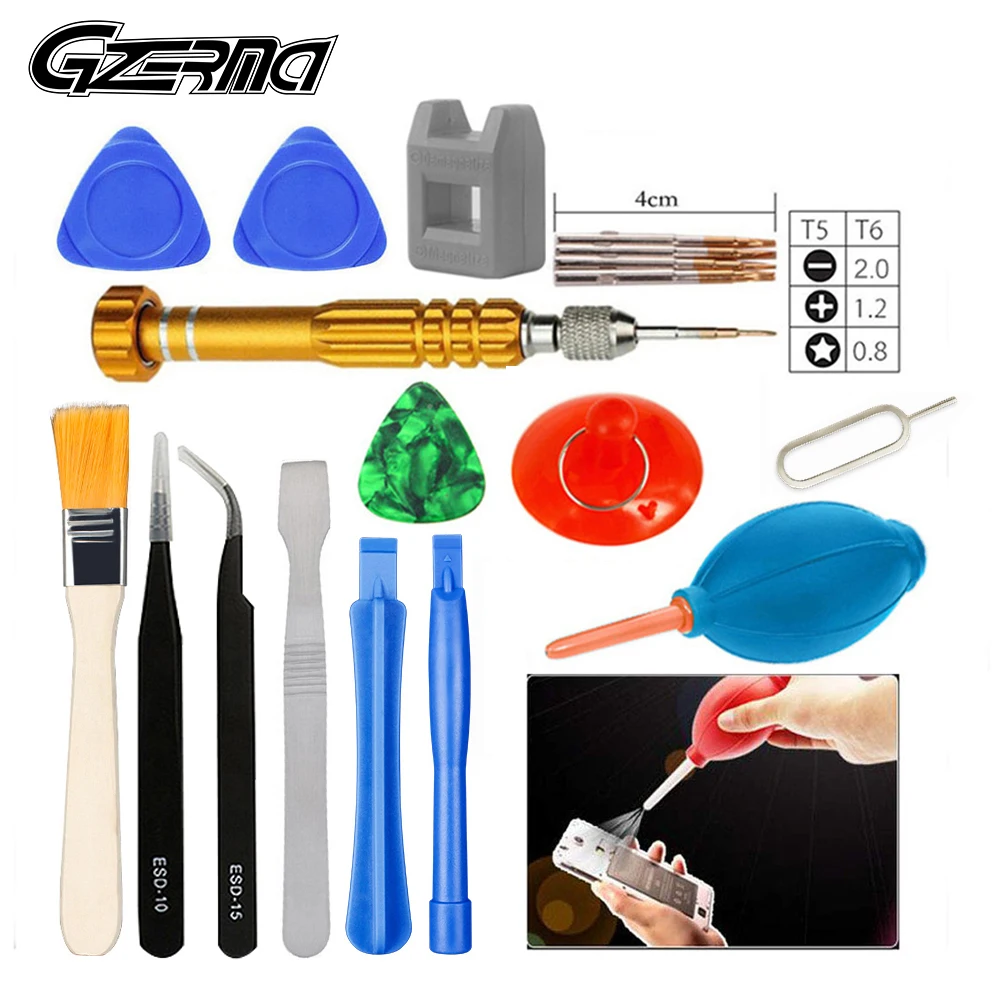GZERMA 14 in 1 Smartphones Dust Cleaning Repair Tools Kit With 5 in 1 Screwdriver Set For Cellphone iPhone Laptop Dust Clean