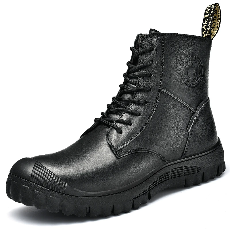 Мужская зимняя обувь мужские Ботинки martin из натуральной кожи на шнуровке дышащие