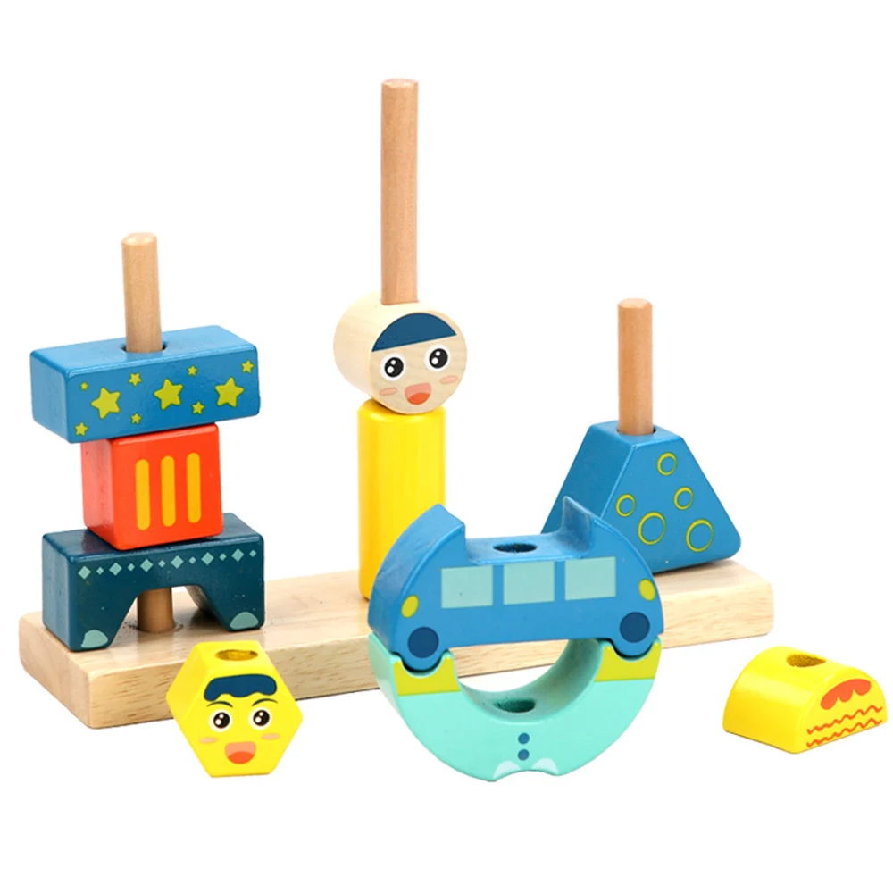 Развивающие деревянные игрушки солнце и луна день ночь столб строительный