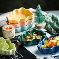 ceramic christmas tree plates sets color glaze dishes nordic style dinnerware fruit salad dessert snack bowls creative tableware