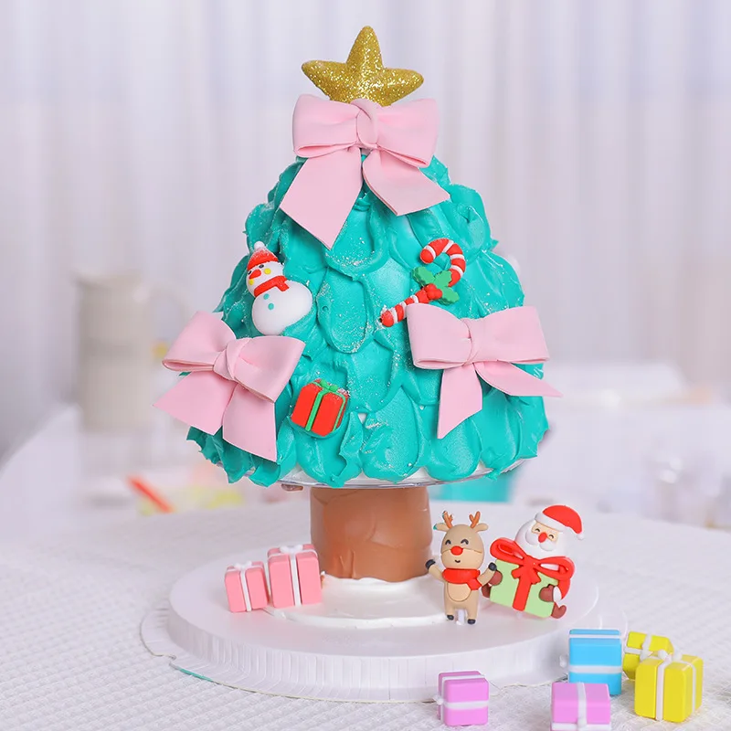 

Merry Christmas Cake Topper Decoration Tree Snowman Elk Angel Soft Santa Claus Soft Pottery Sock Dessert Cupcake Baking Supplies