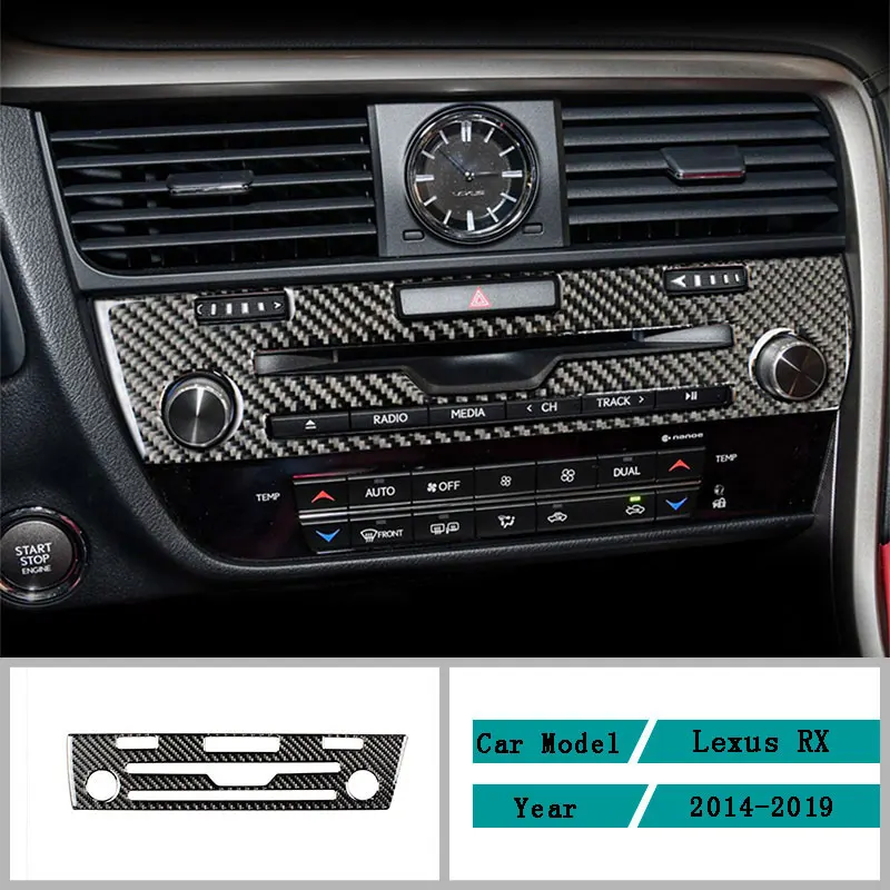 

Carbon Fiber Car Accessories Interior CD Panel Decoration Protective Carbon Fiber Cover Trim Stickers For Lexus RX 2014-2019