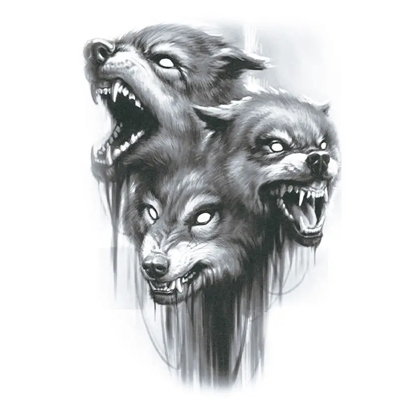 Wolf Totem Tattoo Stickers Waterproof and Sweat Lasting Men Women Personality Fake Tattoo Flower Arm Chest Art Temporary Tattoo